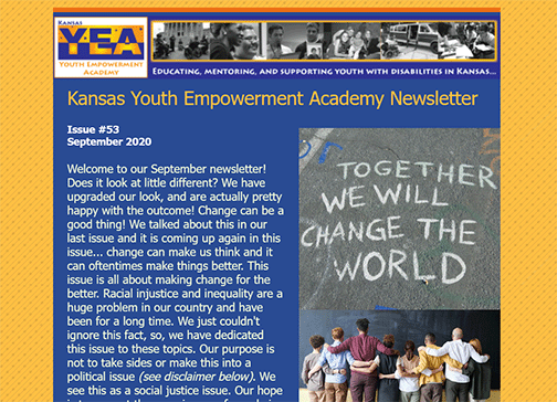 Top portion of KYEA e-newsletter