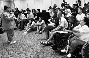 KSYLF participants listen to speaker during large session